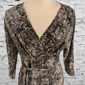 Talbots Wrap Dress- Snakeskin print, Size Petite Large